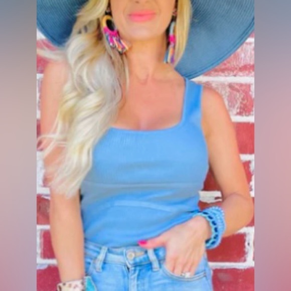 Knitted & Ribbed Blue Stone Bodysuit Tank M $55 - Picture 3 of 3